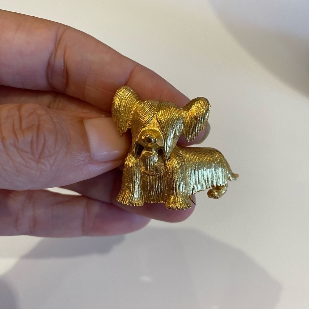 Vintage Gold Tone Terrier Dog Pin Brooch - Picture 3 of 6